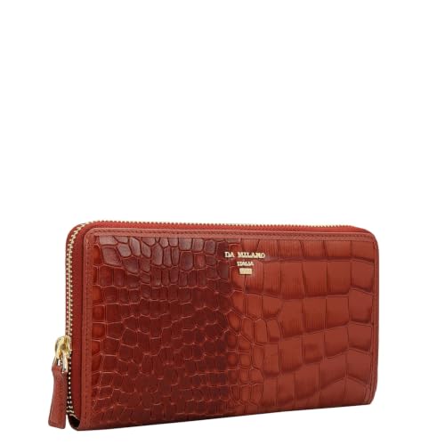 Image of Da Milano Premium Leather Wallet for Women | Multi Compartment Travel Wallet - Brick Brown