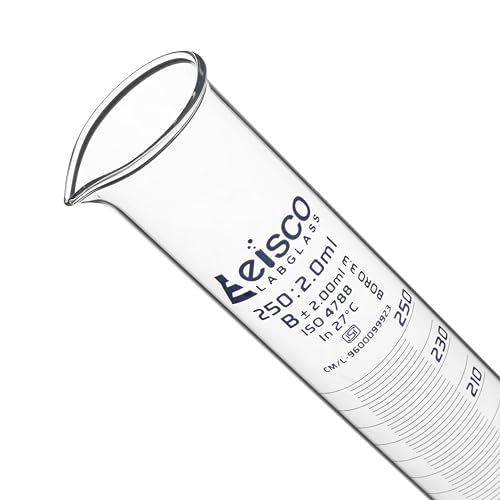 Cilindro graduado 250 ml probeta de cristal de borosilicato con escala cada 2 ml 3