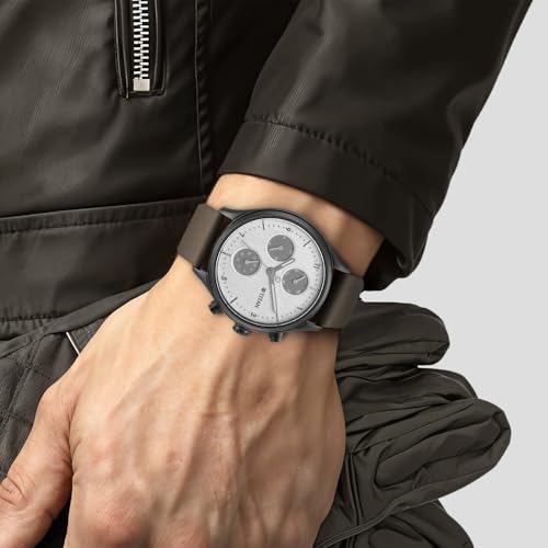 Image of Titan Neo Quartz Multifunction Silver Dial Grey Leather Strap Watch for Men - NS1803NL02