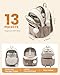 LOVEVOOK Schulrucksack Teenager Mädchen 10-18 Jahre, Rucksack Damen mit Großem Flaschenfach, Multi-Tasche Schulranzen Schultasche, Wasserdicht School Bag 15,6 Zoll Laptop für Schule Uni, Khaki Beige