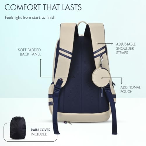 Image of Tommy Hilfiger High School & College Backpack Ridge | Large Capacity New York Print Student Bag with Vislon Zip | 3 Compartments | Extra Utility Pouch & Rain Cover | 38L Capacity