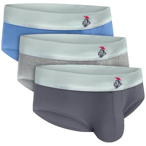 Real Men Modal Briefs A Pouch 5xl 3pk Blu/Gnmtl Gry/Hthr Gry Mens Underwear Pouch For Balls Sexy Briefs For Men Men's Supportive Underwear