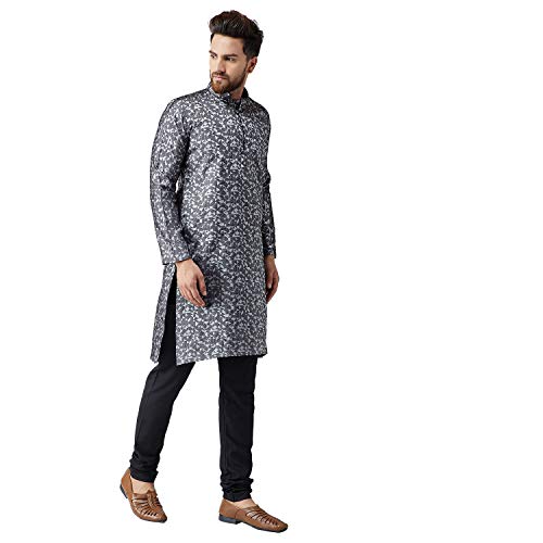Image of SOJANYA Men's Jacquard Silk Long Kurta - Diwali Celebration Ethnic Wear for Men