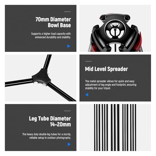 Image of NEEWER 79 inch Camera Tripod with 360 Fluid Head, Heavy Duty Aluminum Alloy Video Stand with QR Plate Compatible with Canon Nikon Sony and Other DSLR Camera Camcorder, Load Up to 17.6lb, Cleaning Cloth