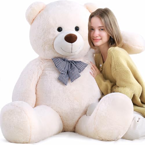 Misscindy Giant Teddy Bear Plush Stuffed Animals for Girlfriend or Kids 47 inch, (White)