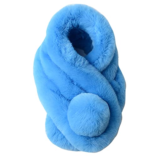 Lina & Lily Unisex Faux Fur Winter Collar Neck Scarf with Pom Pom Soft Fluffy