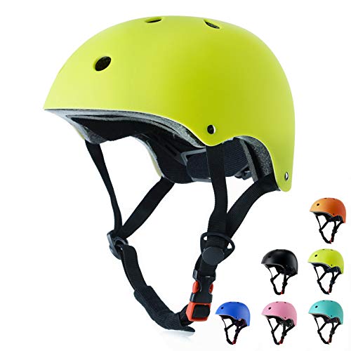 shuangjishan 自転車ヘルメット 子供 大人兼用 スポーツヘルメット 調節可能 軽量ヘルメット頭囲(48-61cm) ヘルメット 通学 男女兼用 (イエロー, S(48cm-54cm))