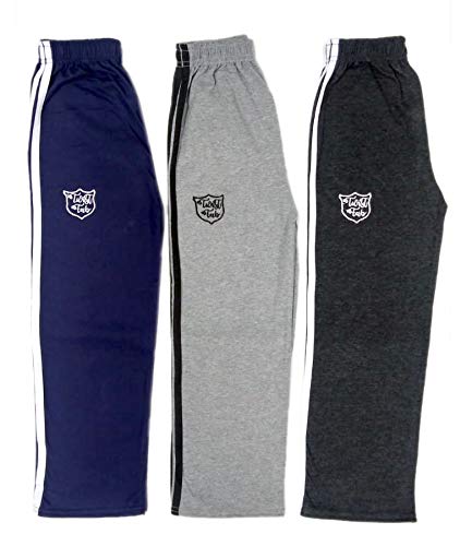 Multi Color Pure Cotton Track Pant Pajama Lowers with Soft Elasticated Waistband for Boy and Girl (Pack of 3)