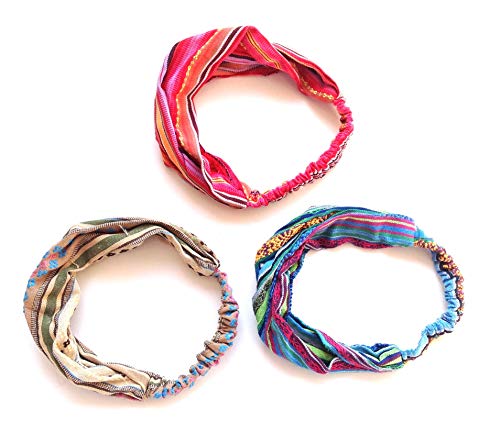 HC enterprise,Cinta pañuelo para Cabeza,Estampado Etnico,Multicolor,3 Unidades