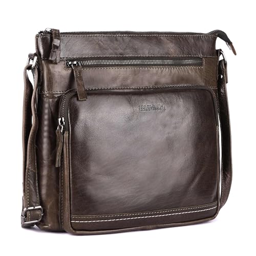 Image of LEDERBUCK Olga Women's Extra-Large Genuine Leather Crossbody Purse - Soft Triple-Zip Shoulder Bag