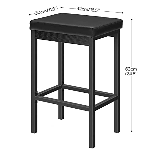 Hoobro Bar Stools, Set Of 2 Bar Chairs, 24.8-Inch Height Stools, Breakfast Bar Stools, Kitchen Bar Chairs, 2" Thick Upholstery, For Kitchen, Dining Room, Cafe, Bar Counter, Black Bb21By01 #TOP2