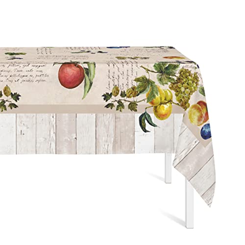 B&C fabrics NAF NAF Mantel Resinado Antimanchas Mesa Rectangular 100% Algodón Recubierto Acrílico (Vintage Fruits, 150x150 cm)