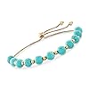 Ross-Simons Simulated Turquoise and 14kt Yellow Gold Bead Bolo Bracelet