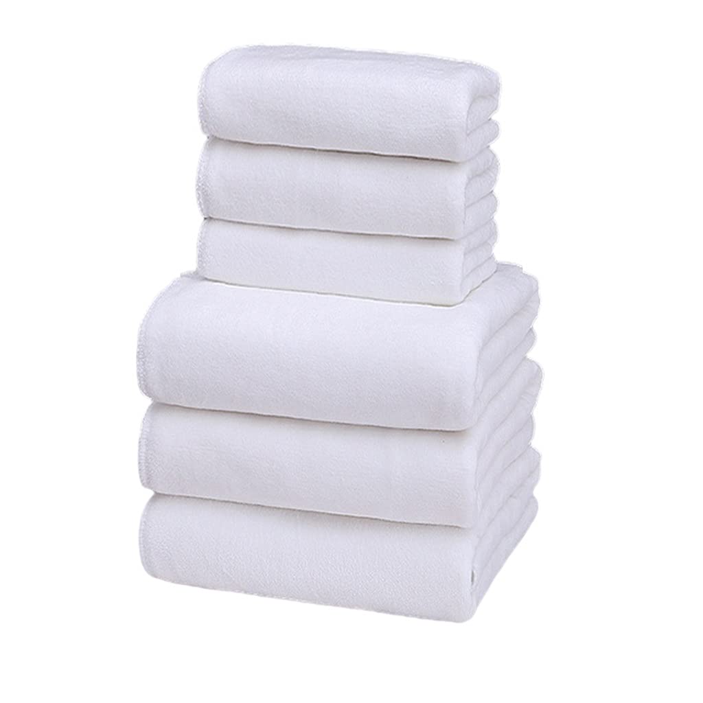 6pcs Set Black White Cotton Bath Towel Set Thick Face Shower Towels for Home Bathroom Hotel Adults Kids