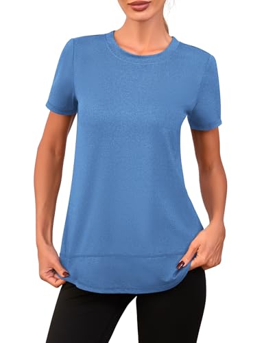 Memouniva Maglietta Sportiva Donna Slim Fit Maglia a Maniche Corte Palestra T-Shirt per Yoga Running Fitness