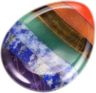 JSDDE Healing Crystal Thumb Worry Stone 7 Chakra Crystals Pocket Palm Gemstone for Anxiety Stress Relieve