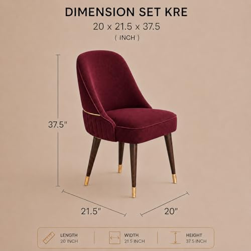 Image of WOODEN SPACE 6-Seater Wooden Dining Table Set | Nano Composite Marble Top | Solid Wood Base | Modern Dining Room Furniture with 6 Chairs (Grand Aura Maroon)
