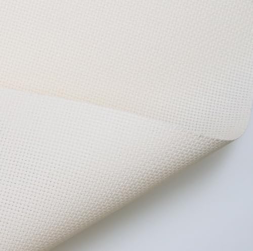 Image of KCS 16CT Counted Cotton Cross Stitch Aida Cloth Fabric (12 inch x 59 inch,Ecru)
