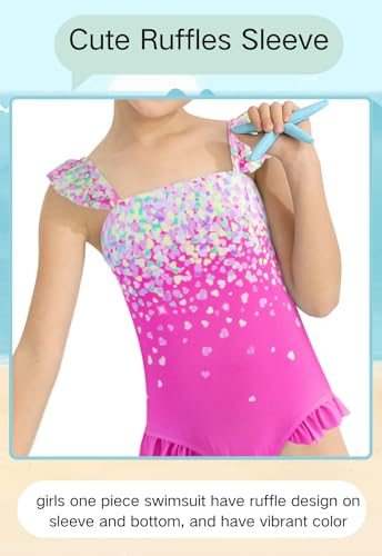 Image of DAXIANG Girls One Piece Ruffle Strap Swimsuit Quick Dry Mermaid Swimwear Beach Sport Bathing Suit for Toddler Kids 4-11 Years