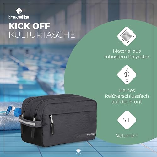 travelite Handgepäck Kosmetiktasche, Gepäck Serie Kick Off: Praktische Kulturtasche für Urlaub und Sport, 26 cm, 5 Liter 2