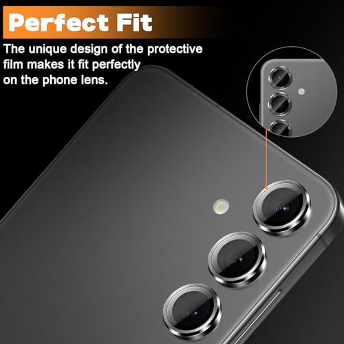 Locofun Kameraschutz für Samsung Galaxy S24 Plus 5G für Panzerglas, 9H Härte Linsenschutz Einzeln Kamera Schutzfolie, Anti-Kratzen Individuelle Ring aus Metall Linse Folie Schutzglas - Schwarz