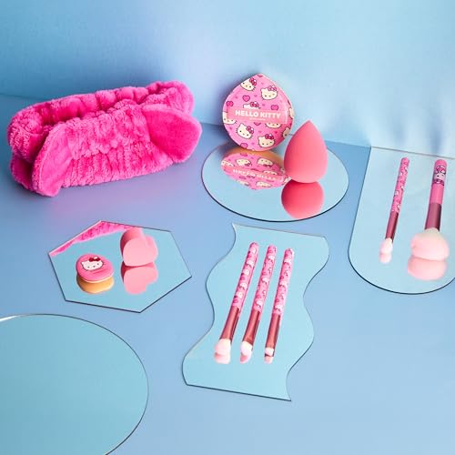 Image of Get Trend Hello Kitty Sanrio Makeup Brush Sponge Set for Girls, Teens with Headband Powder Puffs Soft Brushes Beauty Sponges, Kawaii Gifts for Girls (Pink Hello Kitty)