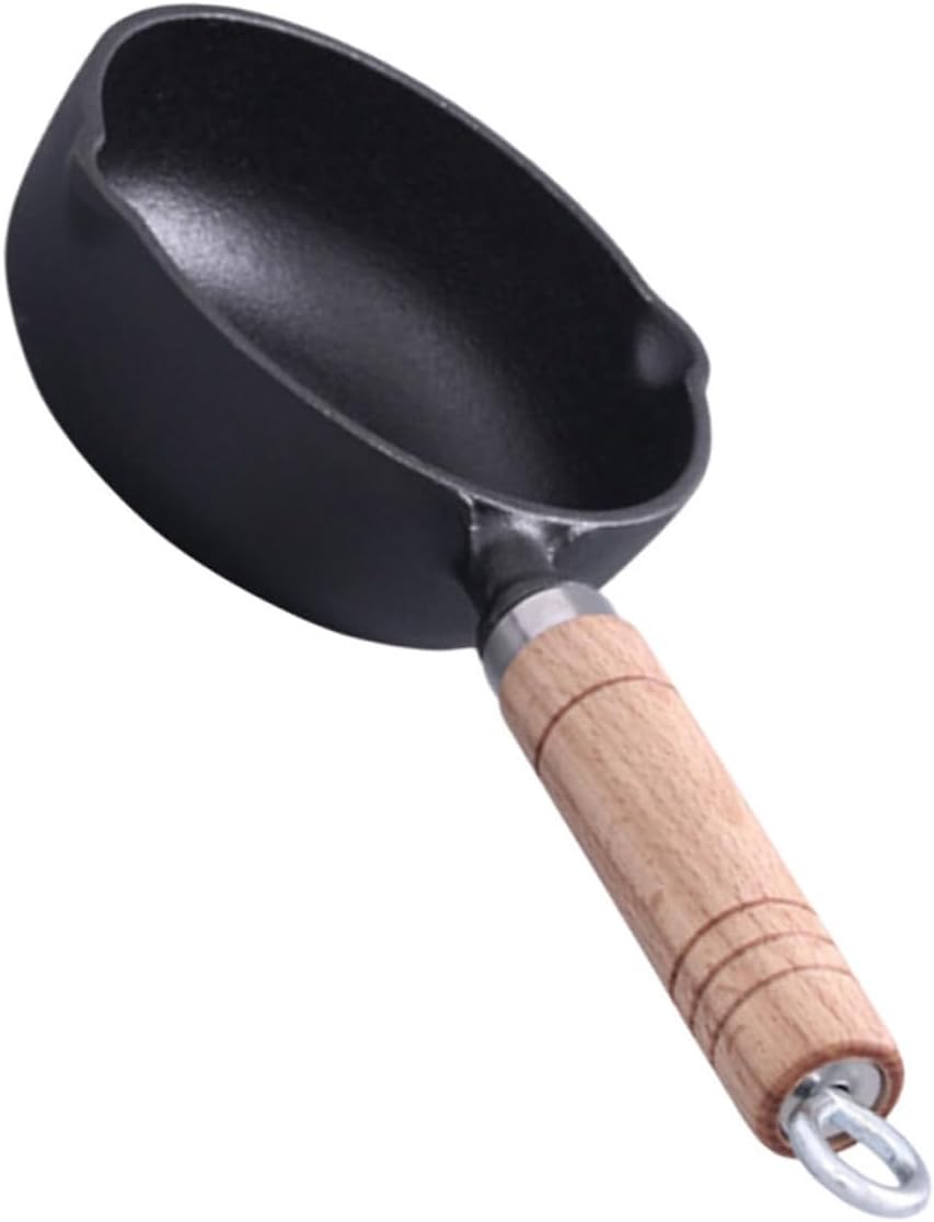 Cabilock Mini Oil Pouring Pot Cast Iron Egg Frying Pan with Handle Non-Stick Small Cooking Pan for Melting Butter and Cooking for Home Kitchen and Stovetop Use