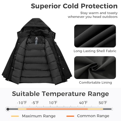 wantdo Men's Thicken Winter Coat Insulated Warm Parka Jacket Hooded Puffer Jacket3
