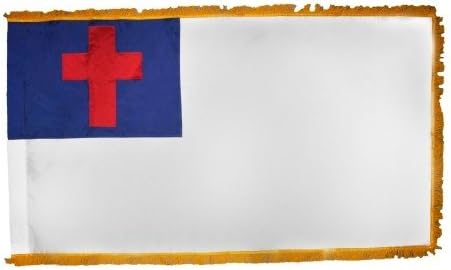 Christian All Sewn Indoor Parade Religious Nylon Flag Pole Hem 2" Yellow Gold Fringe 3' X 5'