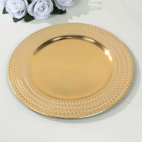 Efavormart 6 Pack Gold Acrylic Charger Plates With Wheat Pattern Rim, Round Dinner Chargers Event Tabletop Decor - 13 Efavormart 6 Pack Gold Acrylic Charger Plates With Wheat Pattern Rim, Round Dinner Chargers Event Tabletop Decor - 13