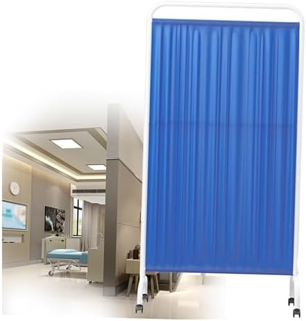 6ft Folding Rolling Room Divider - 6-Panel Light Blue Temporary Privacy Screen on Wheels for Clinics, Patient Areas, and Examination Rooms