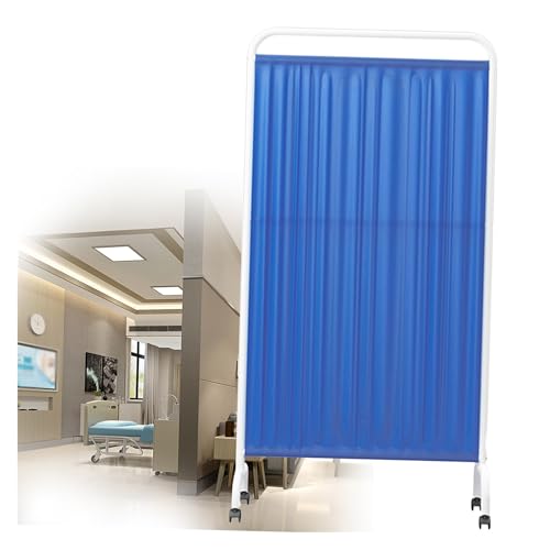 BDFJBRWG Biombo médico móvil de 1,8 m de Alto para Salas de Examen de Pacientes en clínicas y hospitales. Tela de Seda de Nailon extraíble. Biombo Temporal para residencias de Ancianos (Azul Oscuro).