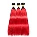 Red Human Hair Bundles Red Straight Bundle Ombre Straight 1b/Red Two Tone Black Roots 18 20 22 Inch 1b Human Hair Bundles
