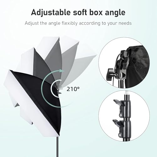 Image of 【Upgrade LED Bulb】Softbox Lighting Kit, Continuous Photography Lighting Kit with 2X175W 3000-6700K E27 LED Bulb, 2x20x28in Soft Box , Photo Studio Lights Equipment for Camera Shooting, Video Recording