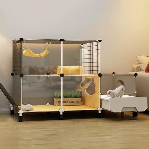 Grande cage pour chat modulable parc fil métallique avec échelles