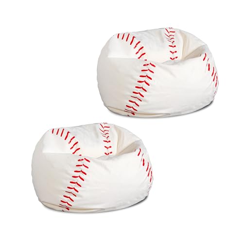 Big Joe Sports Ball Child-Sized Bean Bag Chair for Kids 2 Pack Baseball Plush Ultra-Soft Lightweight Polyester Blend 2.5 Foot Refillable