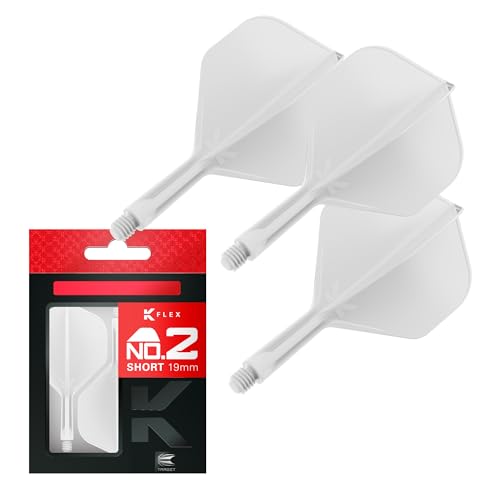 Target Darts K Flex Integrierter Dart-Flug und -Schaft, Nr. 2 Weiß (Kurz) | 3er-Pack K-Flex - Nr. 2, Präzisionsgeformte 2-in-1 Dart-Flüge und Dart-Schaft | Professionelles Dart-Zubehör