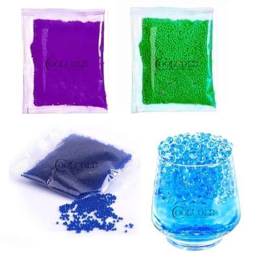 Image of COOLCOLD Gel Blaster Refill Ammo - 30,000 Rounds of 7-8mm Non-Toxic Water Beads for Guns - Safe for Adults 15+ - Transparent Blue + Purple + Green Bullets - Pack of 3 - Also Ideal as Home Decor Vase