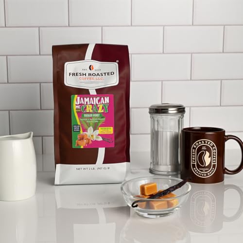 Image of Fresh Roasted Coffee, Jamaican Me Crazy Flavored Drip Ground Coffee, Medium Roast, Kosher, 2 lb (32 oz)