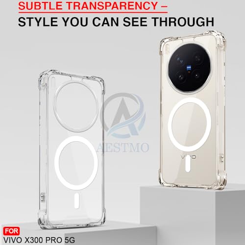Image of AESTMO Clear Back Cover for Vivo X300 Pro 5G | | 360 Protection | Transparent Back Cover for Vivo X300 5G Pro (PC + TPU, Compatible with MagSafe Accessories, Transparent Bumper)
