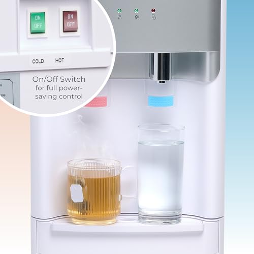 Igloo Bottom Loading Water Cooler – Hot & Cold Dispenser – White, Holds 3 & 5 Gallon Jugs, Child Safety Lock – for Homes, Kitchens, Offices, Dorms