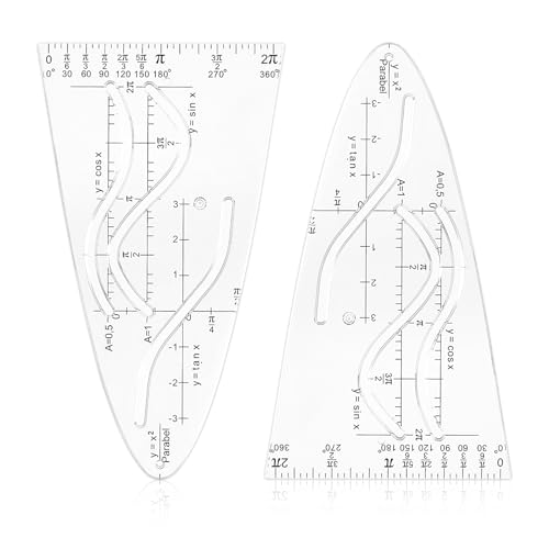 Giantree 2 Stück Parabelschablone Mathe Multifunktionales Kurvenschablone Parabel Lineal Normalparabel Schablone Geometrie Lineal Mathematisches Bruchsicher Mathegeometrieset Parabel Schablone(2)
