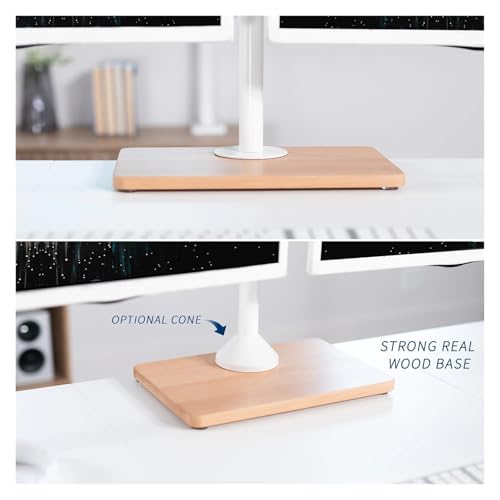 Support double écran PC 32 pouces réglable en hauteur avec socle de table robuste