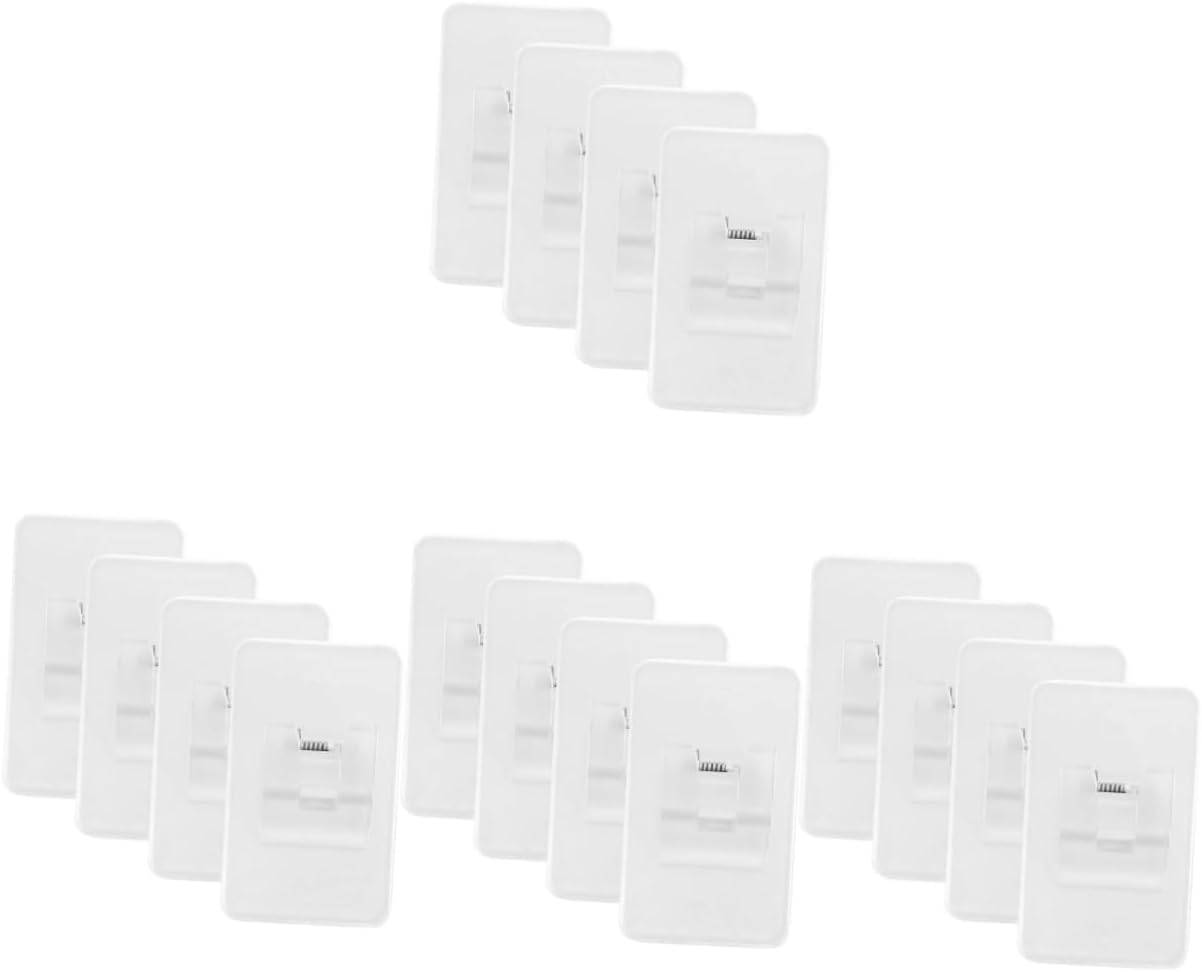 Ciieeo 4sets Self Adhesive Curtain Rod Brackets Transparent Hooks for No Drill Installation for Bathroom Bedroom Kitchen Towel Rod Support Easy to Use 4pcs*4