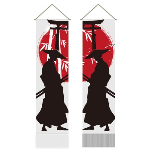 Caratteristiche dell'arazzo: Questo set di arazzo samurai giapponese include due pezzi, con una combinazione di colori bianco e nero con immagini samurai ed elementi solari rossi. Sia in camera da letto, sala giochi o qualsiasi spazio in cui si desidera esprimere la propria individualità, questo set aggiungerà un'atmosfera fresca e misteriosa allo spazio