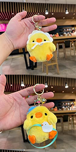 Bonici Men Women Creative Cute Lovely Kawaii Soft Happy Lucky Wearing Scarf Yellow Duck Mother Pendant Keychain Key-Chains Keyring Gift Pendant Handbag Tote Purse Backpack Decoration Car Key -Baby #TOP5
