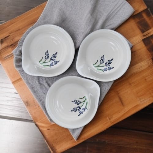 Image of Malaikah Ceramic Spoon Rest Leaf Pack of 3 for Home, Kitchen, Dining, Kitchen Decor & Gifting