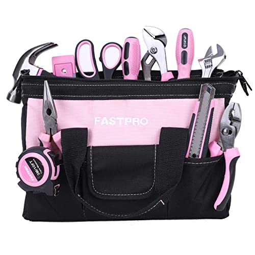 FASTPRO 232-Piece Pink Tool Set with Drill, 20V Cordless Drill Driver and Home Tool Set, Pink Drill Set for Women, Lady's Repairing Kit with 12-Inch Storage Bag, Pink