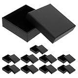 HOMSFOU 10 Cajas de Joyería Negro Grano de Lichi 9x9x3 Cm con Esponja para Anillos, Collares y Pulseras, Caja de Obsequio Adecuado para Bodas, Viajes y Eventos Obsequios