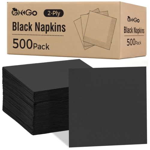 500 Pack Cocktail Napkins Super Value Bulk 2-Ply Disposable Black Paper Napkins for Wedding Bar Beverage Party and Dessert